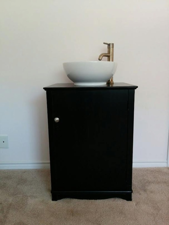Bathroom Vanity - Contemporary Bathroom Vanity - Bathroom Vanity with Sink - Small Vanity- 23" wide - Re-purposed cabinet - Black - Antique