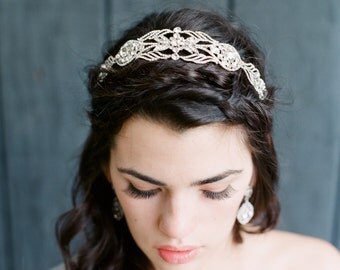 Headband Bridal Headband Swarovski Crystal Headband GINEVRA Art Deco Headband Swarovski Crystal Wedding Headband, Rhinestone Tiara Headband