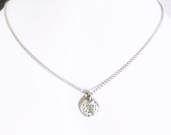 Personalized necklace, personalized graduation necklace, personalized girlfriend gift, "T" coin necklace, T birthday gift, T charm necklaces