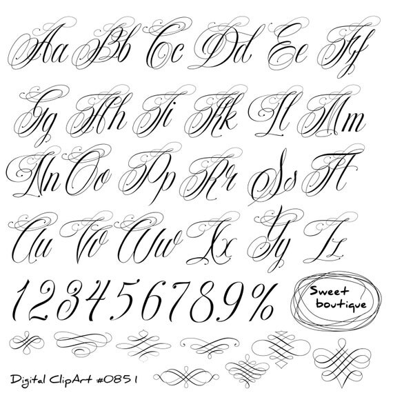 free calligraphy alphabet clipart - photo #48