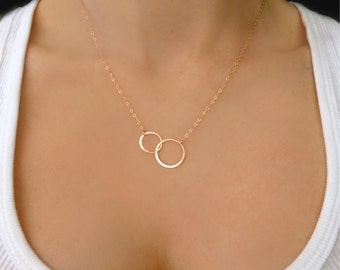 Rose Gold Infinity Necklace, Rose Gold Circle Necklace, Mother Daughter Infinity Necklace, Rose Gold Necklace, Dainty Rose Gold Jewelry Gift