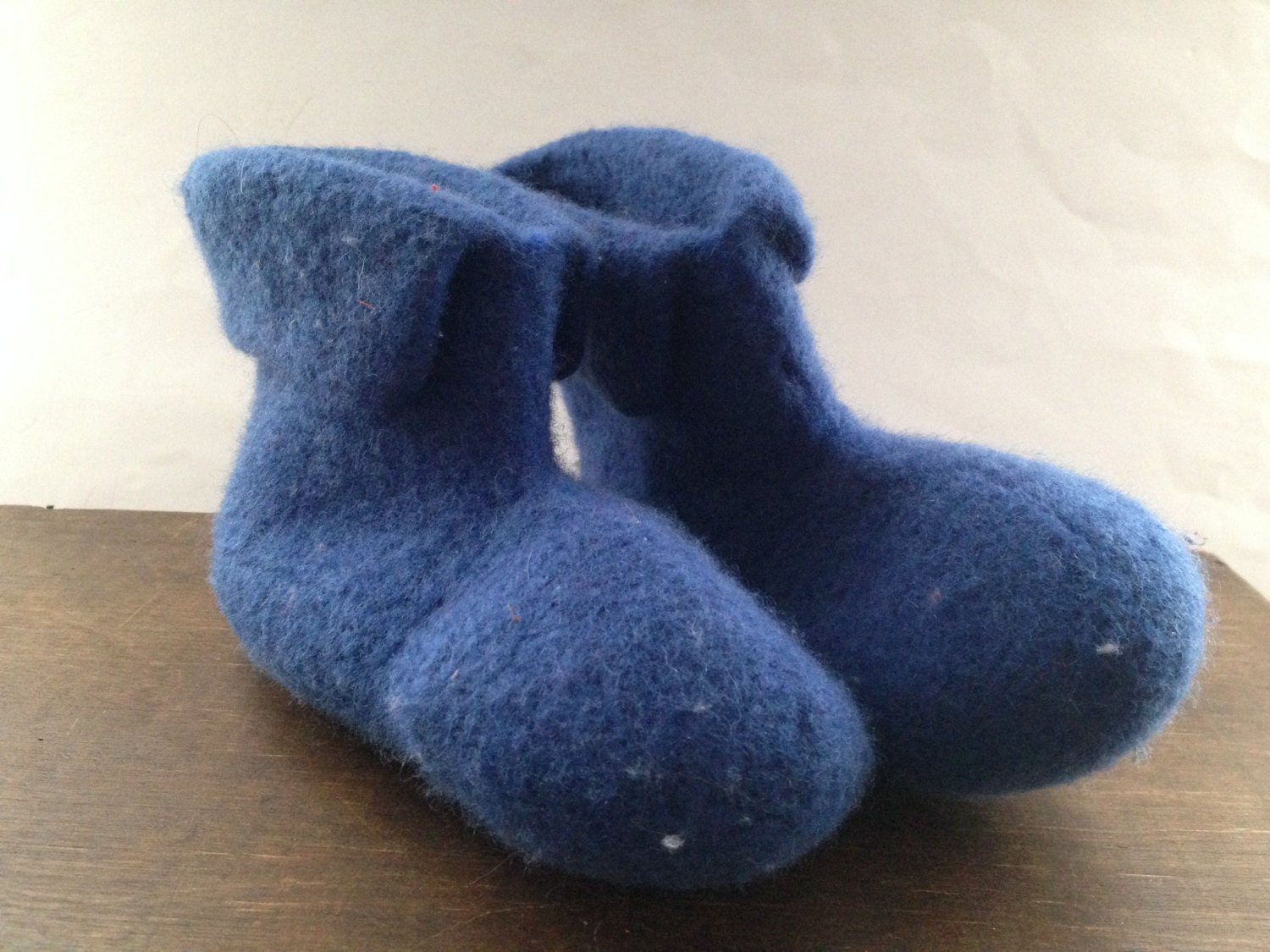 Vintage felted slippers Blue felt boots Woolen boots with cuffs – Haute ...
