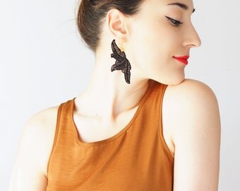 Statement Earrings Lace Earrings Bachelorette Party Earrings Black Earrings Gothic Earrings Gift for Her Mom Gift Girlfriend Gift / PREONE