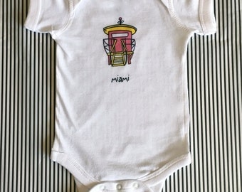 baby clothes. miami. baby onepiece. jetson's. art deco. lifeguard station. south beach. florida. beach baby. newborn. hip. modern kids.
