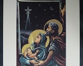 1940s Antique Nativity Print by John Mansbridge, Available Framed Christmas Art, Star of Bethlehem Gift, Baby Jesus, Traditional Xmas Decor