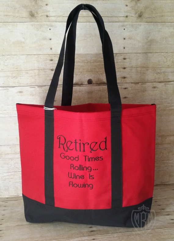 Retirement Gift Retirement Tote Bag Wine by MaBrownMercantile