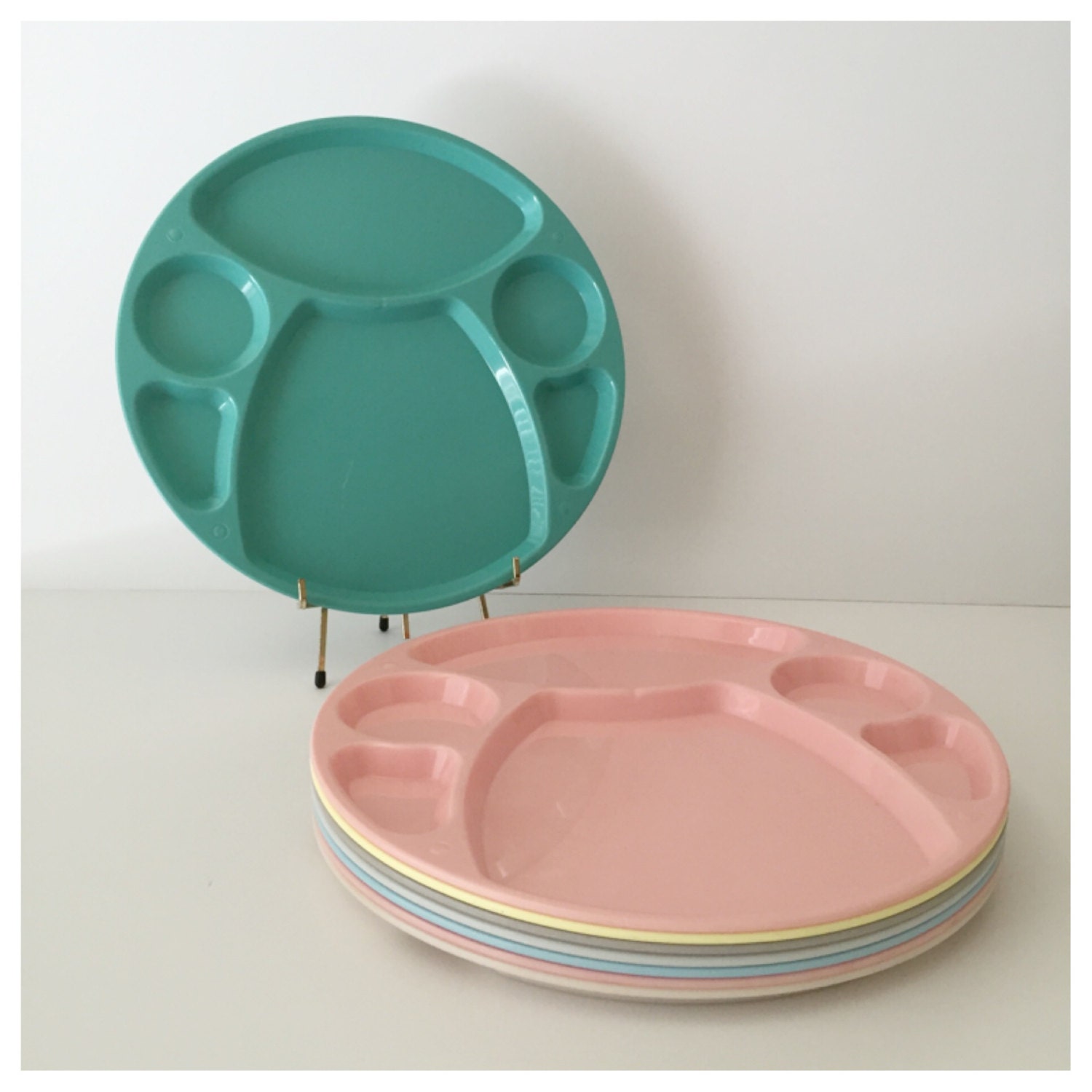 Vintage Picnic Plates Large Divided Plates PlasTek Plates