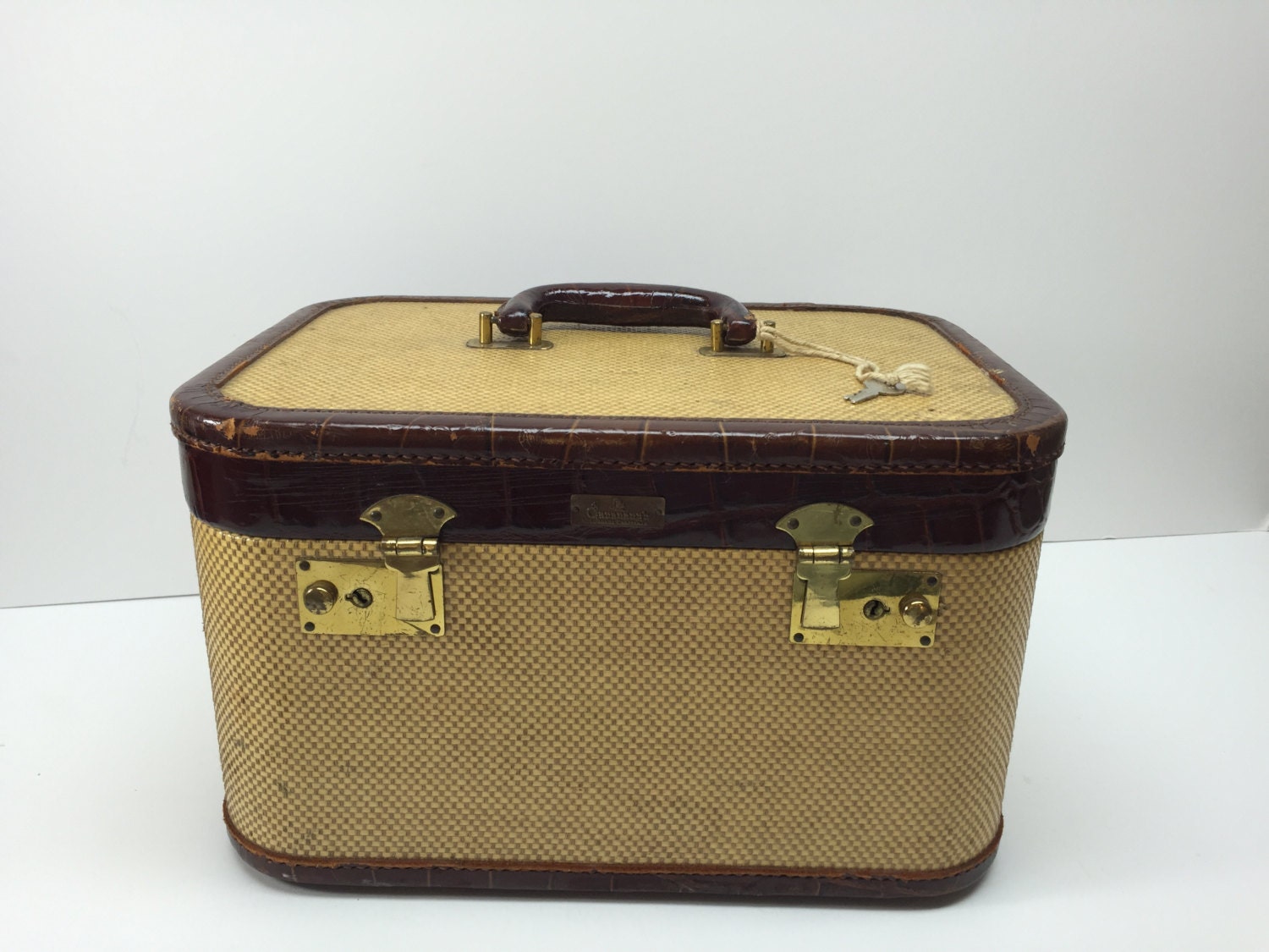 Vintage Tweed Luggage Vintage Train Case by GirlGoesVintage