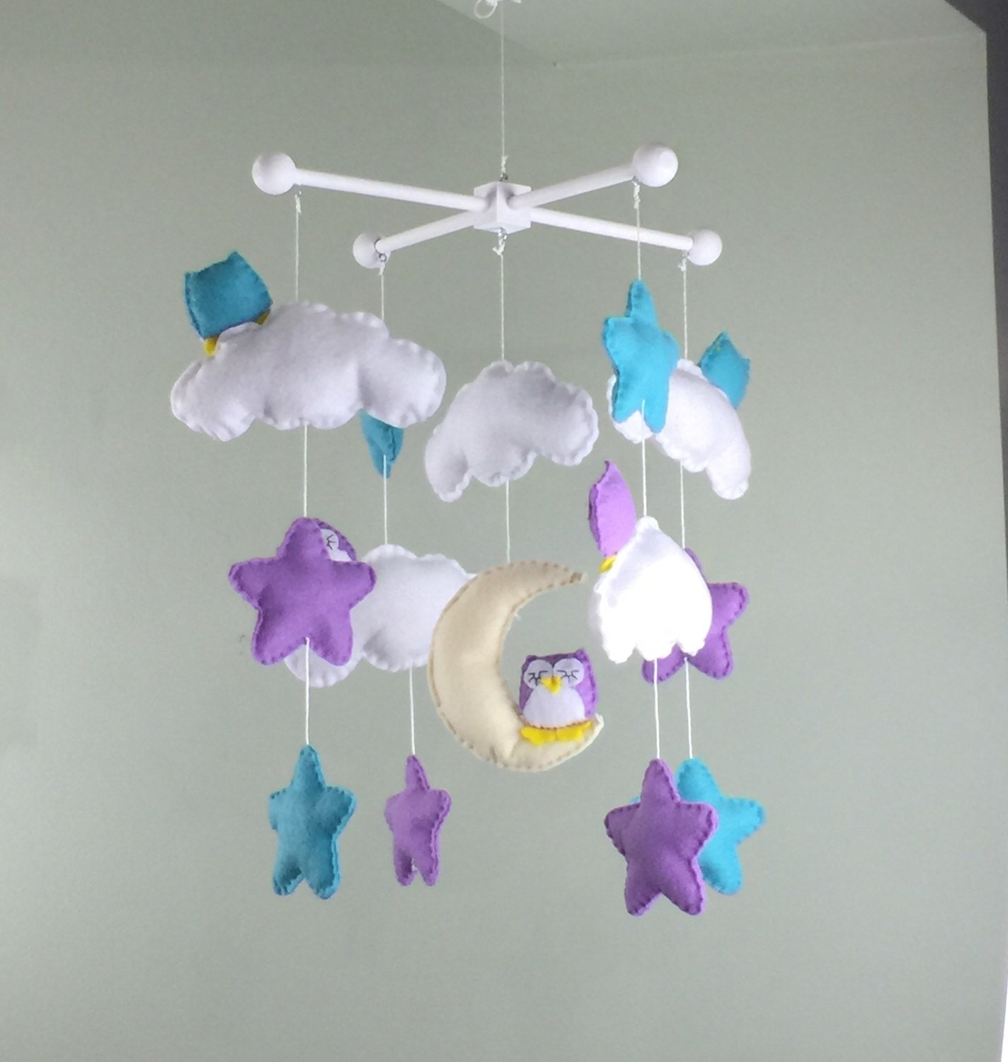 Baby mobileowl baby mobilecloud baby mobile moon by MaddiesHats