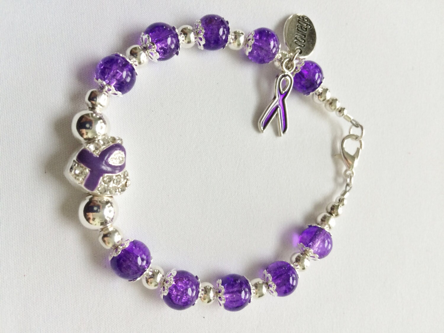 Purple Ribbon Awareness Bracelet
