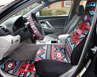 Aztec Car Seat Covers Set of Two Front Seat Covers Tribal Monogrammed Personalized Aztec Car Accessories Seat Covers For Car For Vehicle