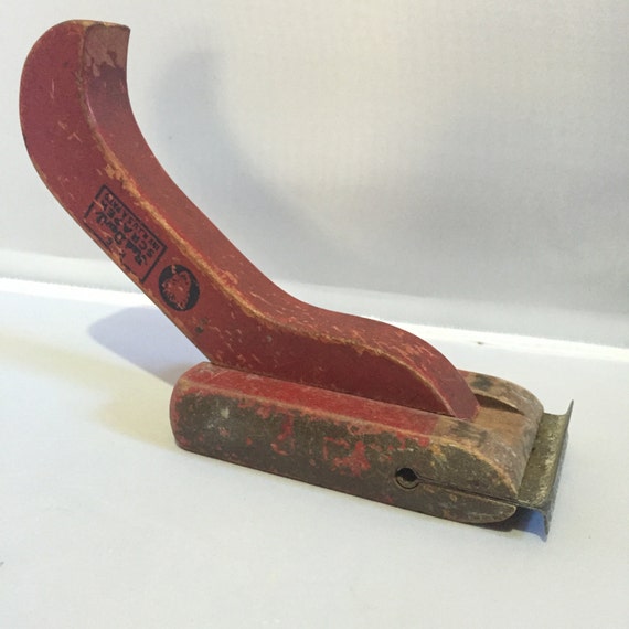 Vintage Red Devil Hook Scraper w Distressed Wooden Handle