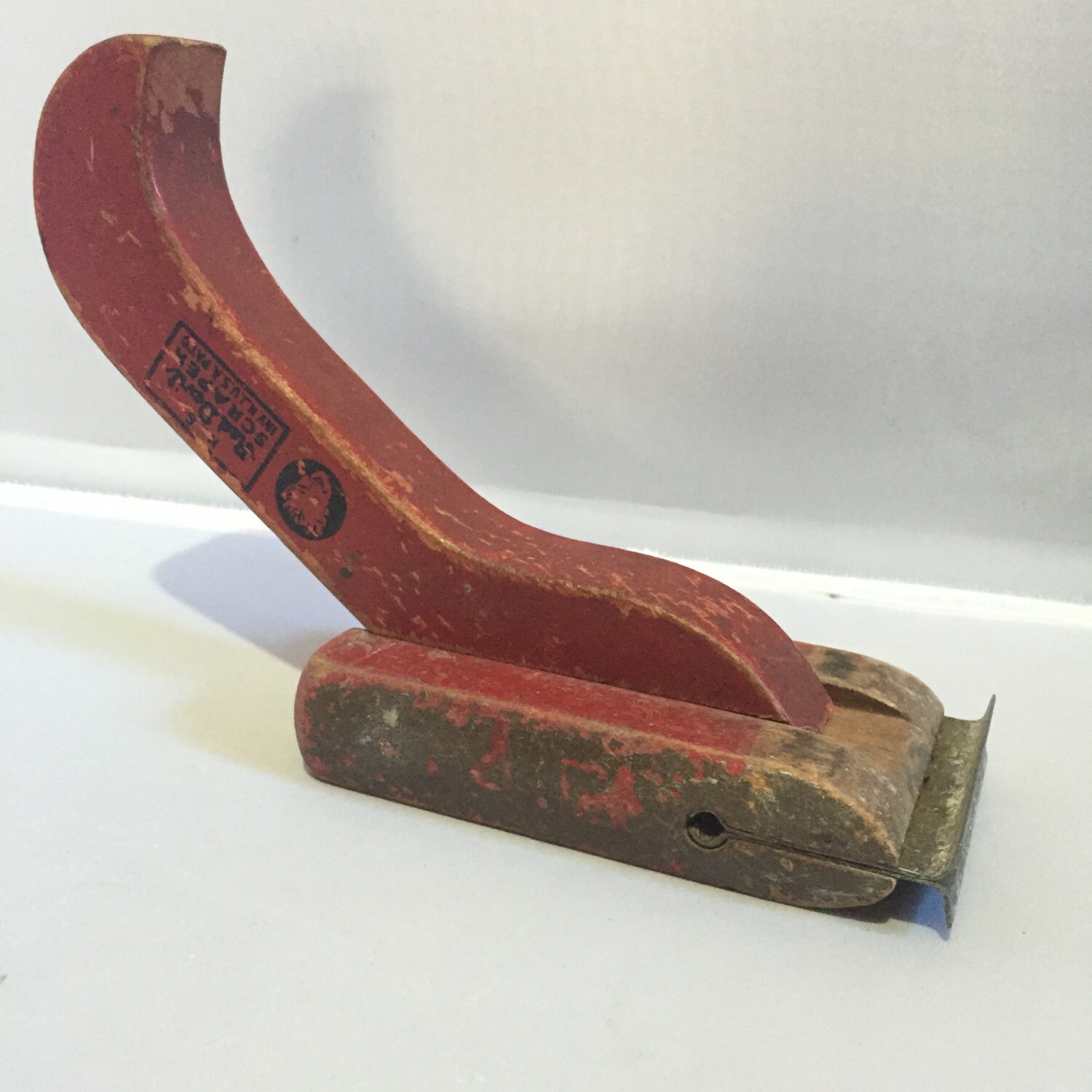 Vintage Red Devil Hook Scraper w Distressed Wooden Handle