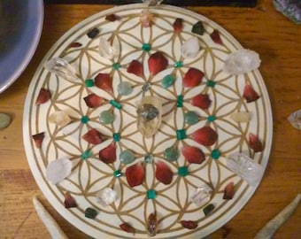 Flower of Life Crystal Grid Sacred Geometry Alter Wall Home Decor Laser Art Witch Wicca Pagan Pastel Goth Gothic Hippy Metaphysical