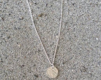 Tiny sterling silver necklace, hammered Circle, layering necklace, sterling silver, tiny silver necklace, tiny charm necklace