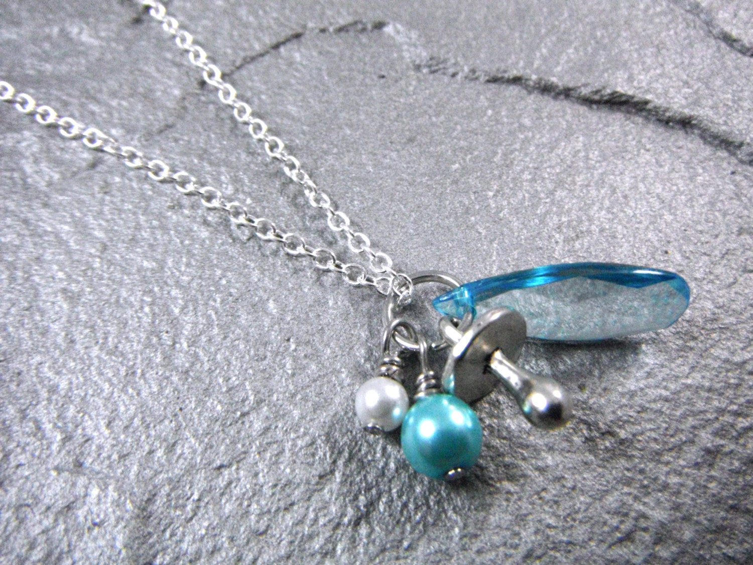 Blue Pacifier Necklace Baby Boy Necklace New Mom Necklace