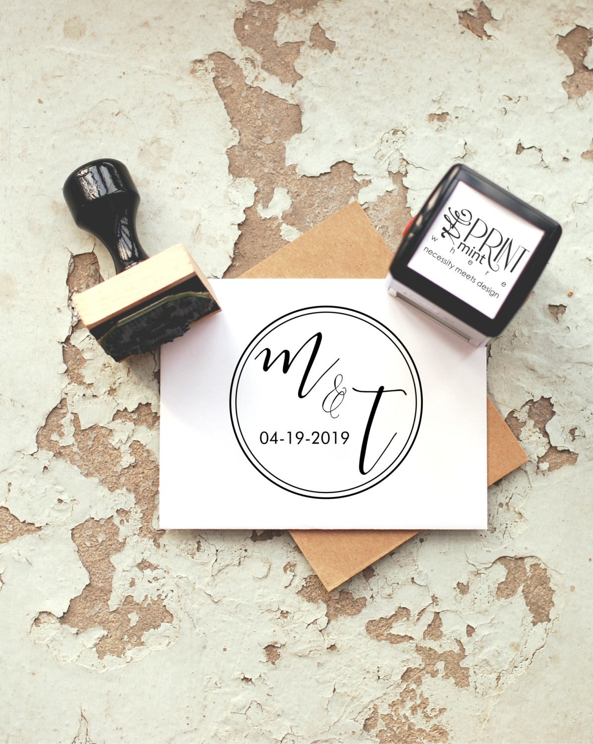 Initial Stamp Wedding Favor Stamp Rustic Wedding Stamp