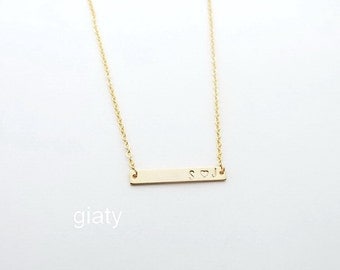Hand Stamped Gold Bar Necklace, Personalized Gold Bar Necklace, Personalize Name Plate Necklace, Wedding Necklace, Bridesmaid Gift