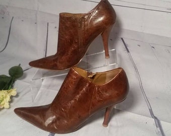 Items similar to Vintage JUHANI PALMROTH Brown Leather Stiletto Boots ...