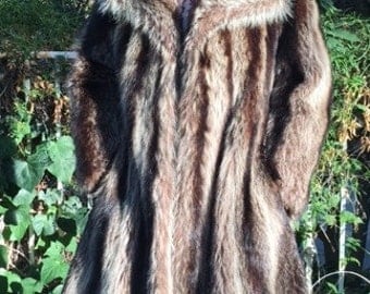 Raccoon fur coat, long fur coat,vintage fur