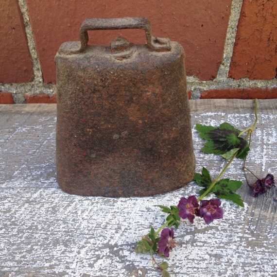 SALE Rustic primitive cow bell antique 5 inches tall from