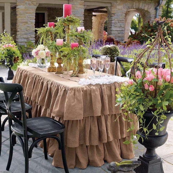 Rectangular Ruffled Burlap Tablecloth 72L x 30W by MadeInBurlap