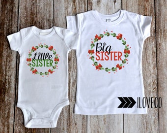 CHRISTMAS Big Sister T-Shirt & Little Sister Bodysuit Photo Prop / Big Sister Little Sister outfits