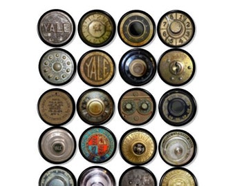 Antique Safe Dials - Dresser Knobs - Steampunk, Yale, Vintage, Rusty, Grungy, Old, Mancave, Office, Desk - Drawer Pull, Cabinet - 815Z8