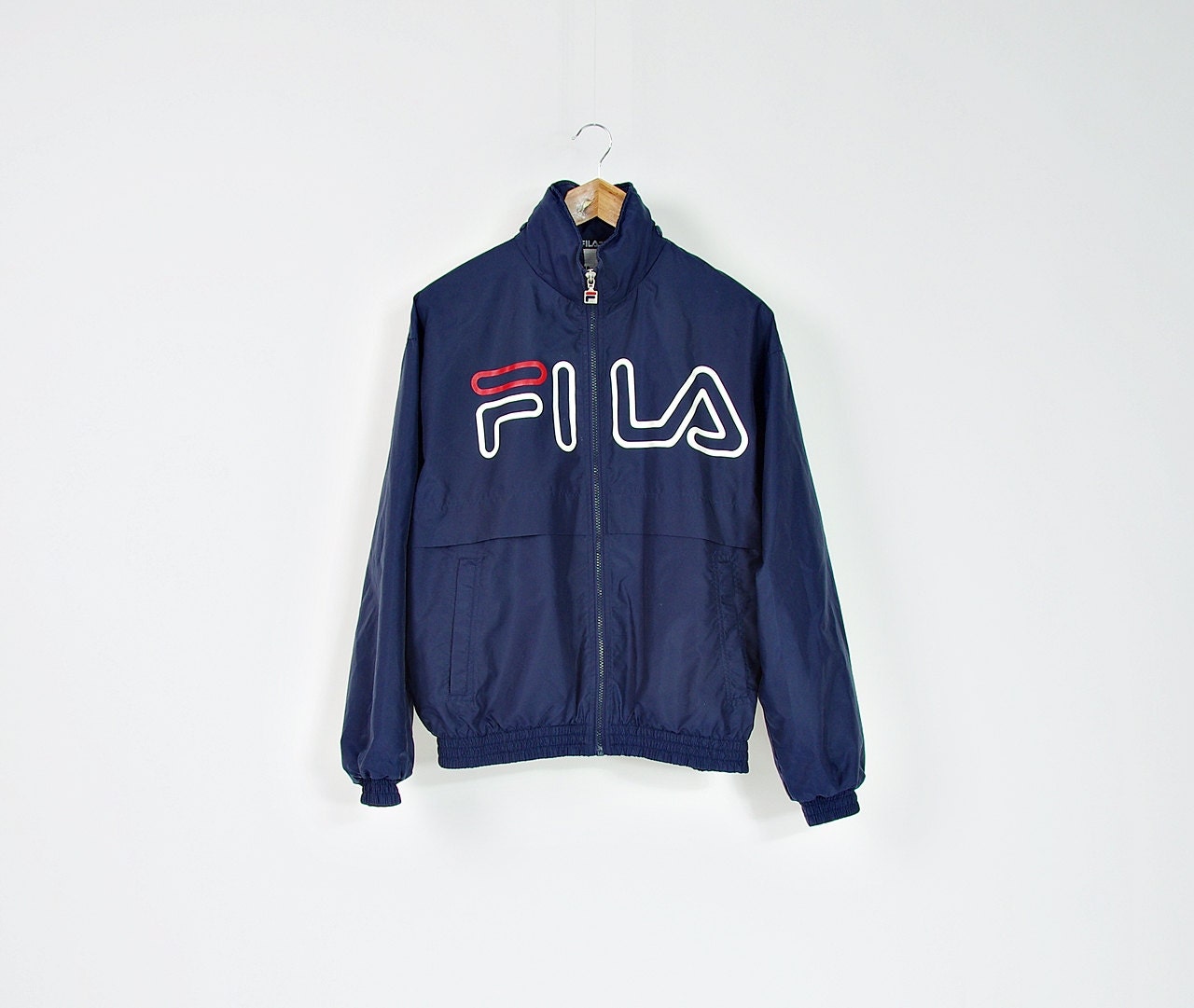 90s FILA Nylon Windbreaker Jacket / Big Logo Old School