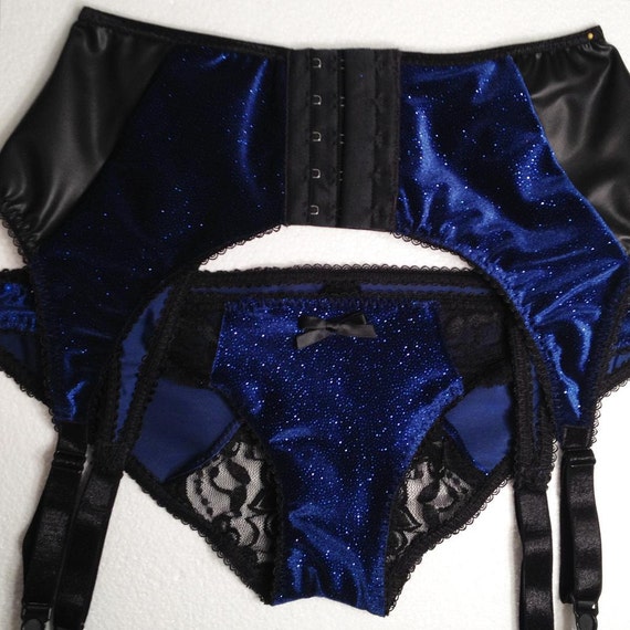 Night Sky Garter Belt Blue Velvet Garter Belt by FilkinsLingerie