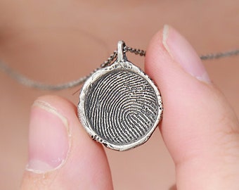 Personalized Finger Print Necklace, Finger Jewelry, Custom Finger Print, Finger Sterling Silver, Oddblanc Jewelry