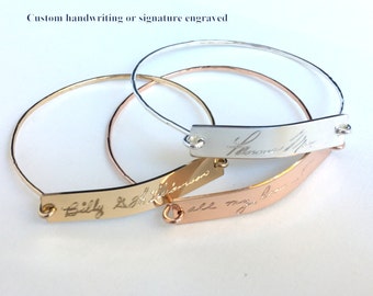 Actual Handwritten Bracelet Custom Handwriting Bangle / Signature Bracelet / Personalized engraved bracelet / Memorial handwriting jewelry
