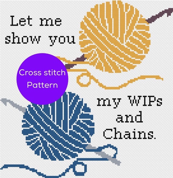 WIPs and Chains Cross Stitch Pattern by 8bitstitching on Etsy