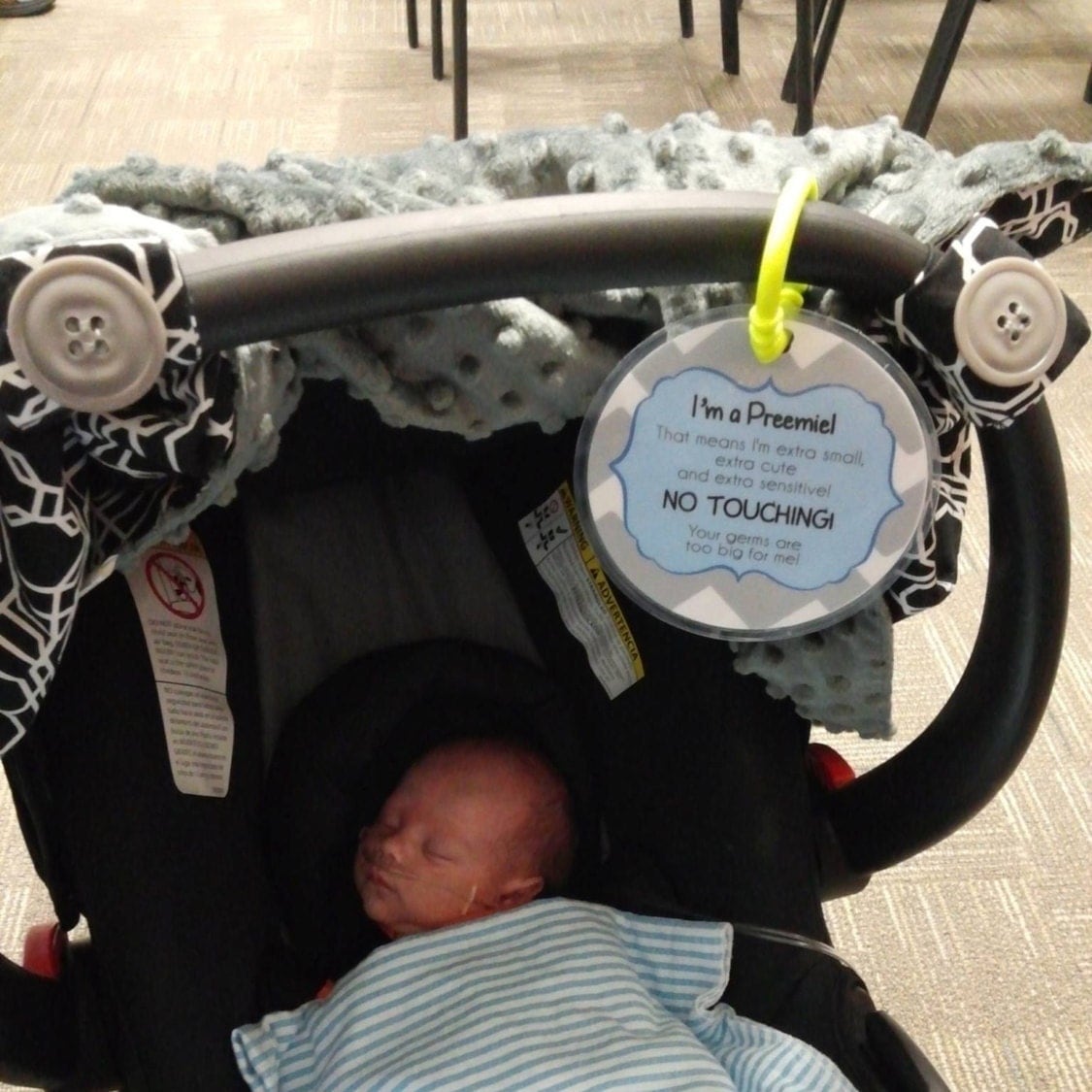 Boy Preemie sign newborn baby car seat tag baby shower