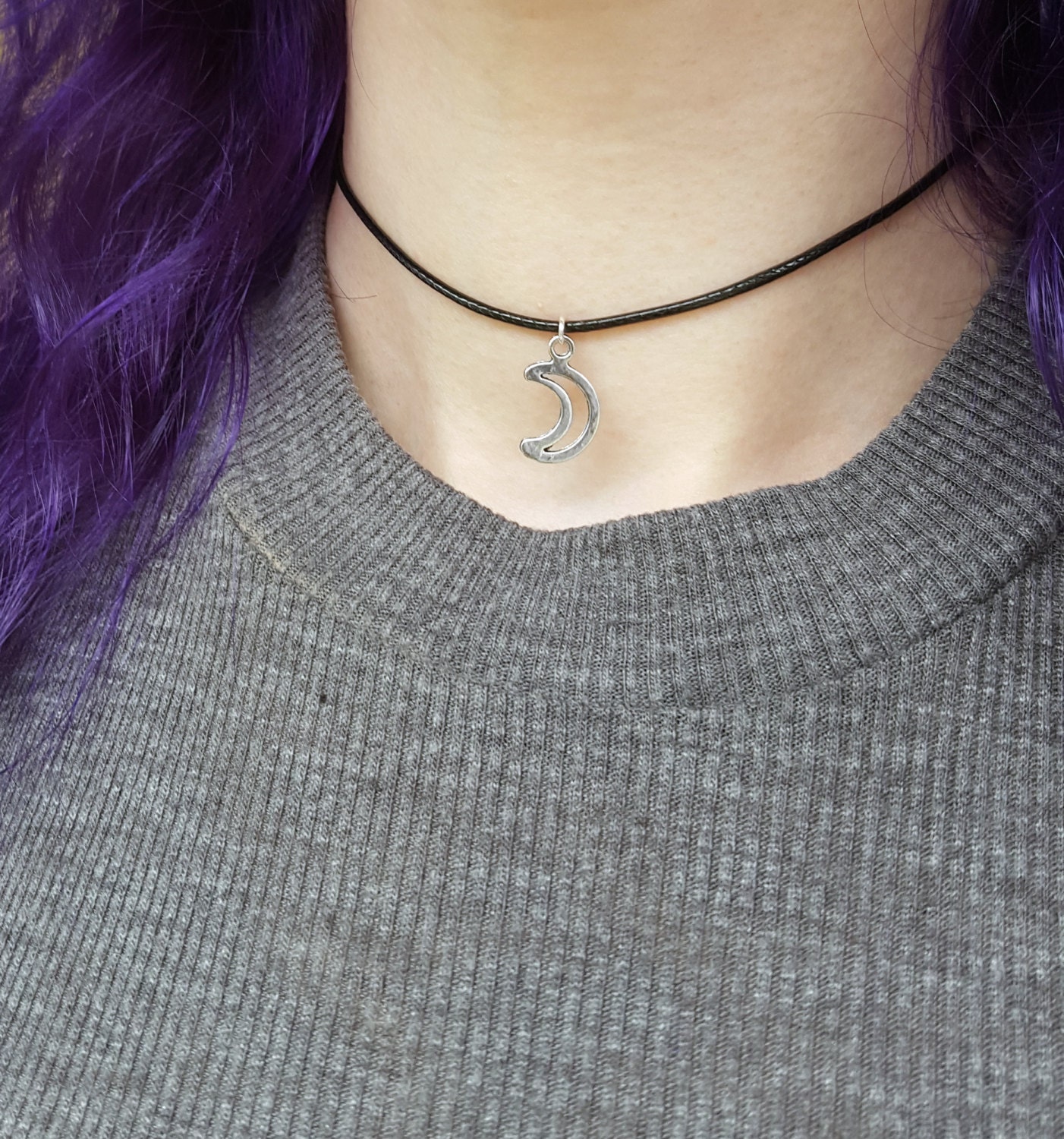 Moon choker moon necklace crescent moon charm choker