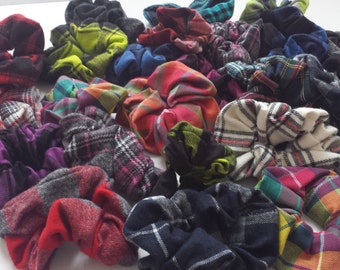 Buy Two Get One Free Grab Bag Plaid Hair Scrunchies Hair Scrunchies Stocking Stuffer Gift Hair Accessories Plaid Fabric Hair Ties or Elastic