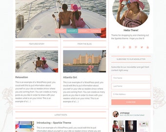 WordPress Premade Theme: Feminine Wordpress Theme for Instant Download