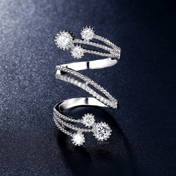 Double Wrap CZ RingFull Finger RingsAround Wrap by AmodeJewelry