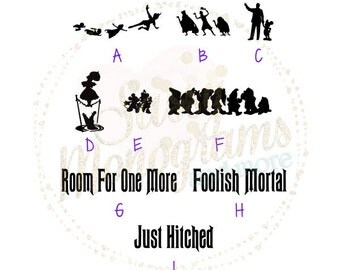 Disney Magic Band Hitch Hiking Ghosts Foolish Mortal Tightrope Walker Peter Walt Seven Dwarfs Silhouette Vinyl Decal Sticker ~ Quick to Ship