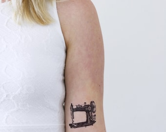 Sewing machine temporary tattoo / vintage temporary tattoo / sewer temporary tattoo / crafter temporary tattoo / sewing gift idea / crafting