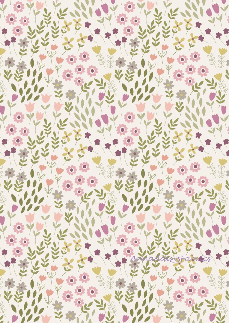 Spring Floral Quilt Fabric Lewis & Irene by AnnadaisysFabrics