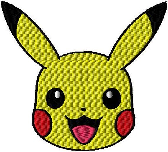 Pikachu head iron on or sew on applique by EmbroideryPatchLove