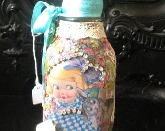 Beautiful Vintage Easter style Altered Bottle