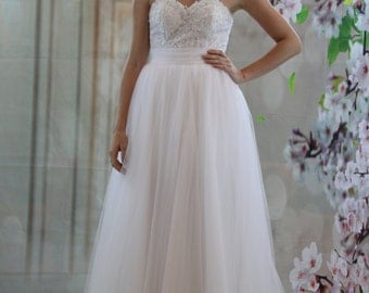 2 in 1 wedding dress, sweetheart lace short sexy dress, Aline skirt with lace applique bridal gown