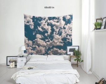 Cloud Tapestries, Blue Sky Art, Wall Decoration, Wall Tapestry, Cumulus Clouds, Color or Black & White