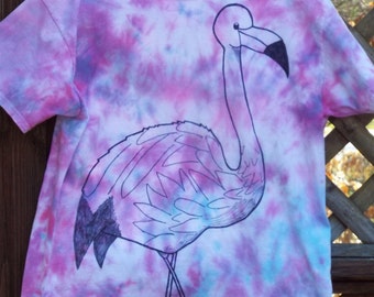 Custom Tie Dye Flamingo Shirt, Flamingo Tshirt, Womens Flamingo Tee, Bird Lover, Florida, Purple Tshirt, Pink Flamingo Top, Flamingo Lover