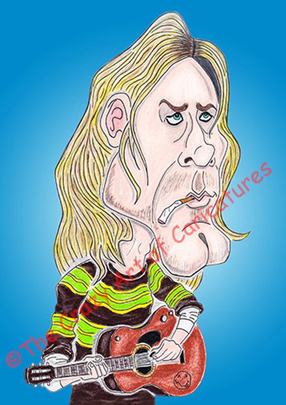 Kurt Cobain Caricature Nirvana Drawing American by TheCrazyArtUK