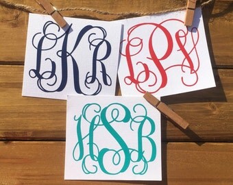 Free Shipping* Monogram Decal Vine Monogram Sticker Custom Car Decal Laptop Decal Phone Decal Initials Wedding Water Bottle