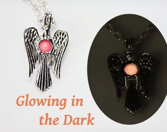pink necklace angel necklace gift sister necklace pink pendant necklace/for/her birthday niece gift glow necklace granddaughter gift Ся23p