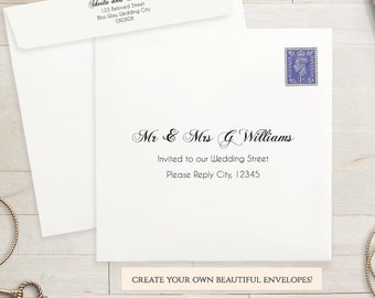 Printable Wedding 4x6 envelope template RSVP envelope. Script